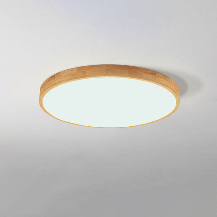 Nordic Solid Wooden Round Ultra-Thin LED Flush Mount Ceiling Lamp for Modern Homes-Orizon Depot
