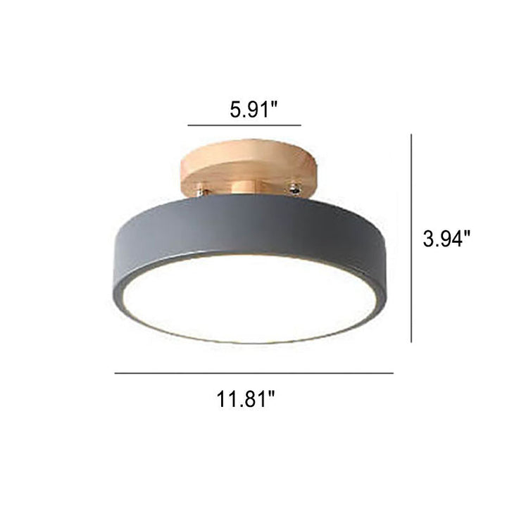 Nordic Minimalist Wood Log Round LED Ceiling Light Fixture-Orizon Depot
