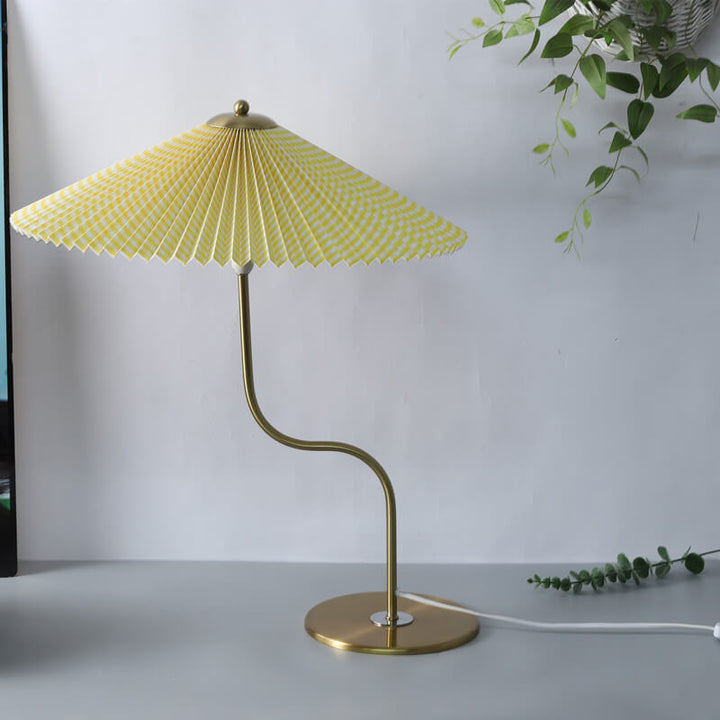 Retro Pleated Umbrella Shaped Table Lamp 1-Light Decorative Desk Light-Orizon Depot