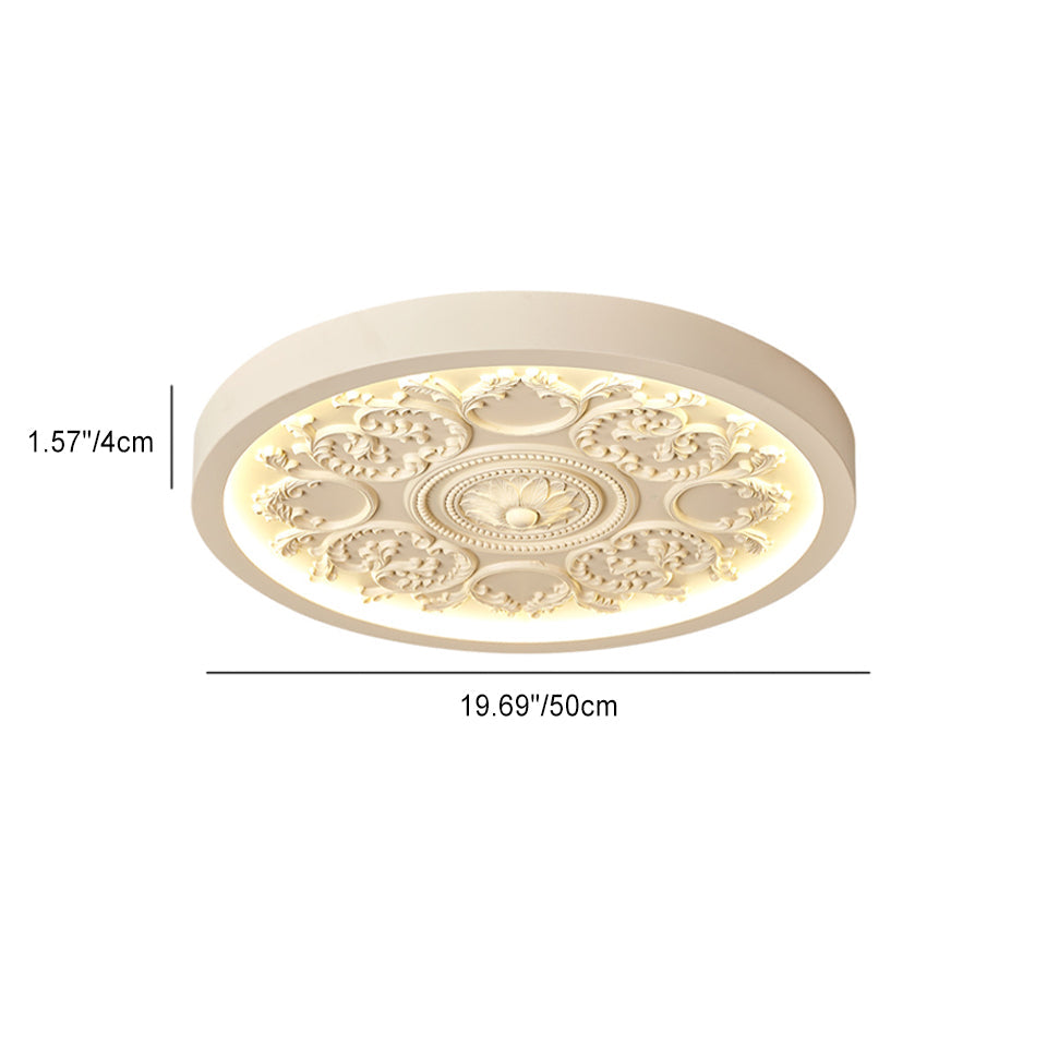 Modern Simplistic Carved Iron Resin Acrylic LED Flush Mount Ceiling Lamp For Bedroom-Orizon Depot