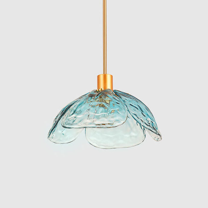 Modern Simplistic Flower-shaped Petal Iron Glass 1-Light Pendant Lamp For Living Room-Orizon Depot