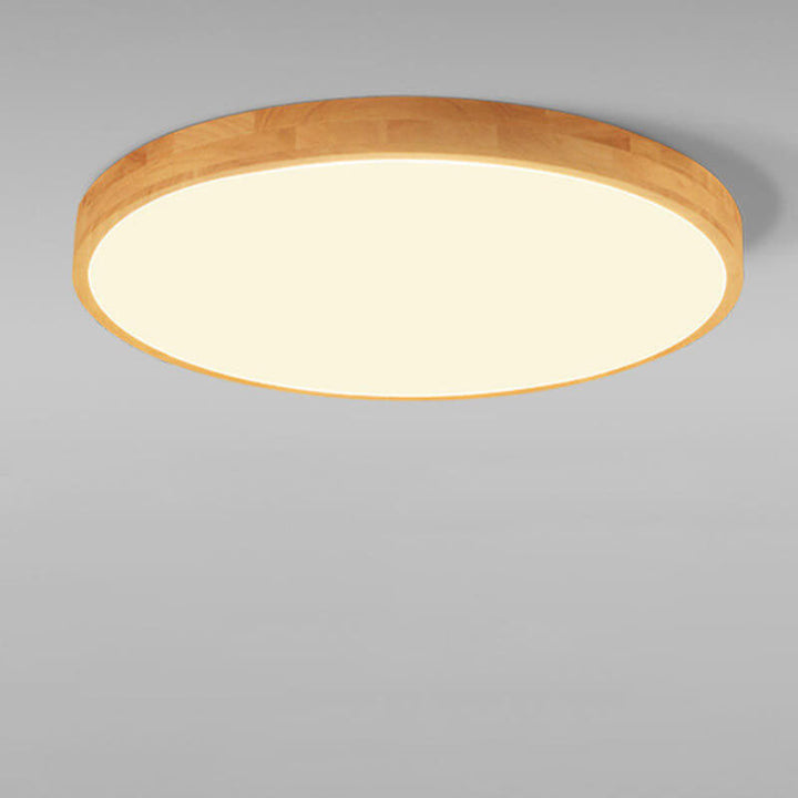 Nordic Solid Wooden Round Ultra-Thin LED Flush Mount Ceiling Lamp for Modern Homes-Orizon Depot