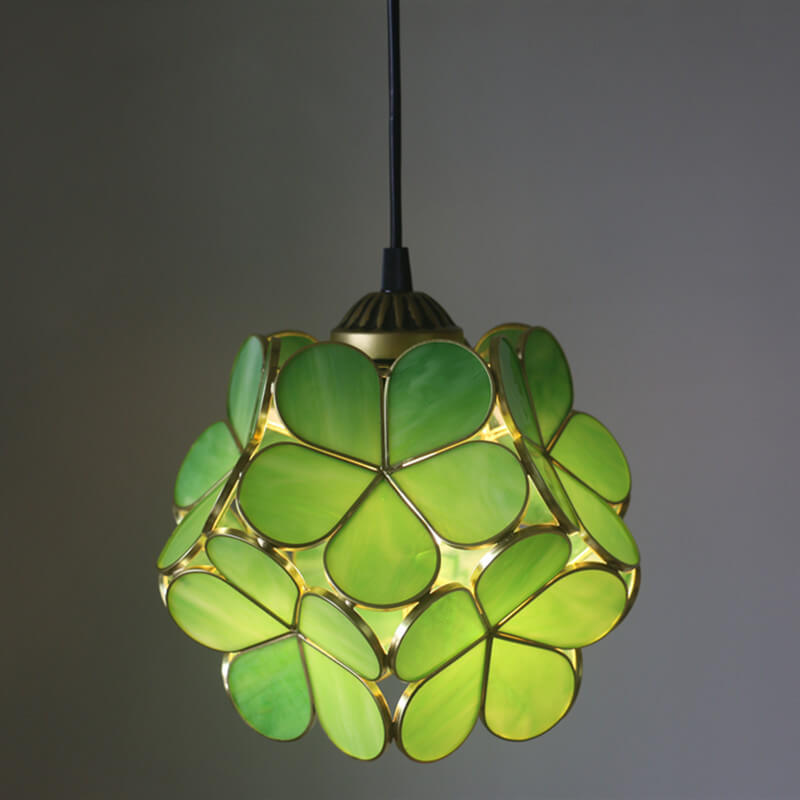 Vintage Stained Glass Flower Pendant Light-Orizon Depot