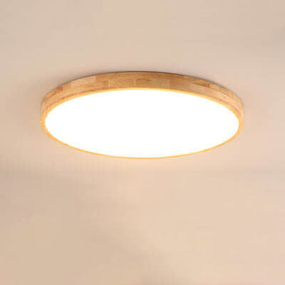Nordic Solid Wooden Round Ultra-Thin LED Flush Mount Ceiling Lamp for Modern Homes-Orizon Depot