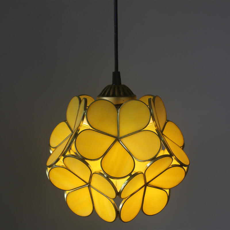 Vintage Stained Glass Flower Pendant Light-Orizon Depot