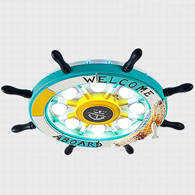 Modern Creative Cartoon Plastic Sailboat Helmsman LED Flush Mount Ceiling Lamp-Orizon Depot