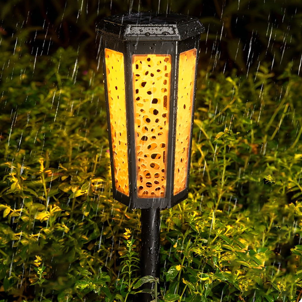 Hexagon Hollow Outdoor Solar Pathway Light - Waterproof Landscape Lighting