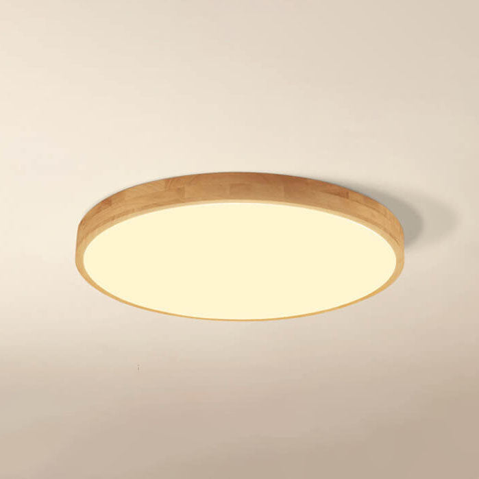 Nordic Solid Wooden Round Ultra-Thin LED Flush Mount Ceiling Lamp for Modern Homes-Orizon Depot