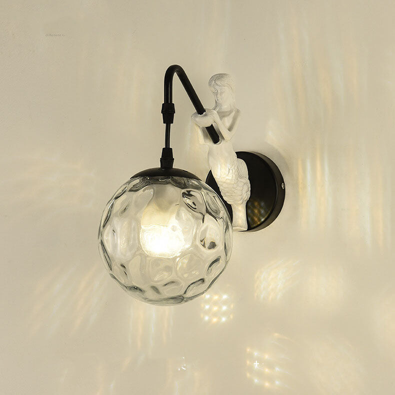 Vintage Style Mermaid Orb 1-Light Wall Sconce Lamp