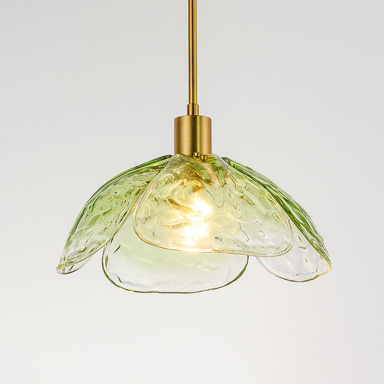 Modern Simplistic Flower-shaped Petal Iron Glass 1-Light Pendant Lamp For Living Room-Orizon Depot