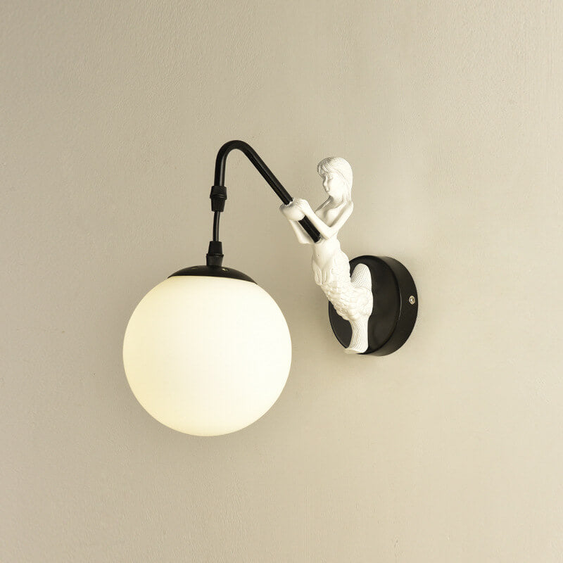 Vintage Style Mermaid Orb 1-Light Wall Sconce Lamp