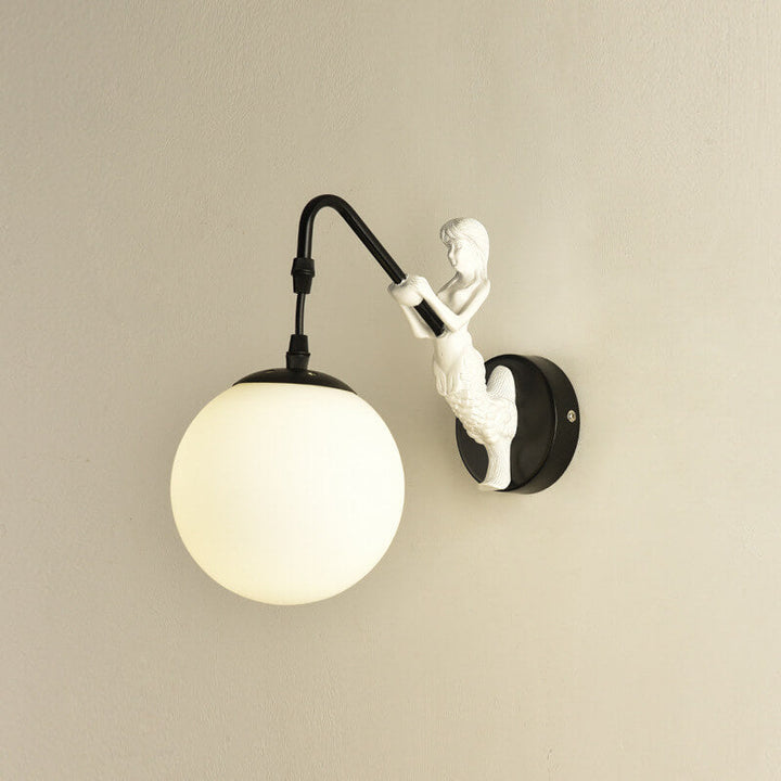Vintage Style Mermaid Orb 1-Light Wall Sconce Lamp-Orizon Depot