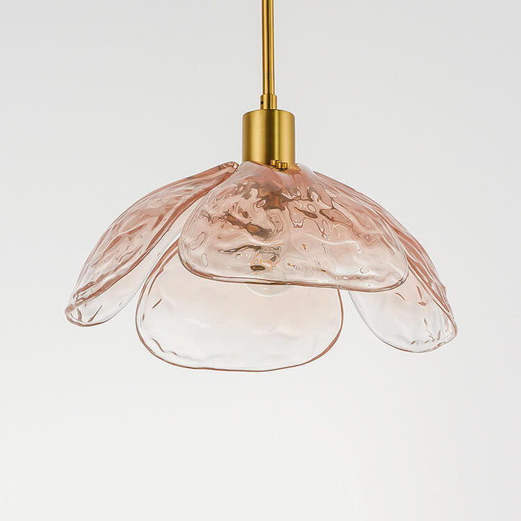 Modern Simplistic Flower-shaped Petal Iron Glass 1-Light Pendant Lamp For Living Room-Orizon Depot