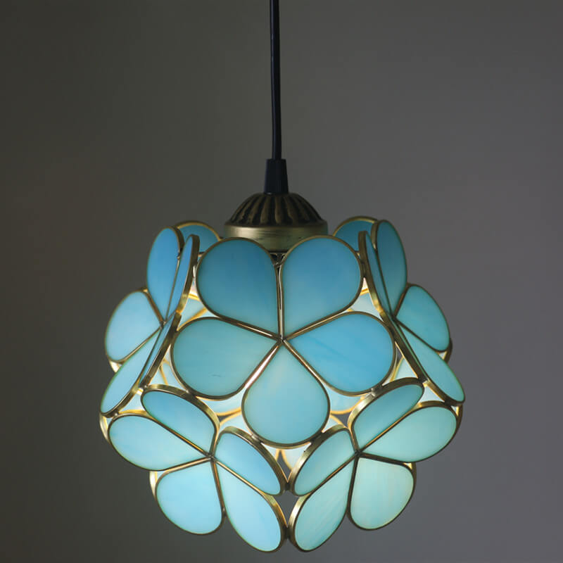 Vintage Stained Glass Flower Pendant Light-Orizon Depot