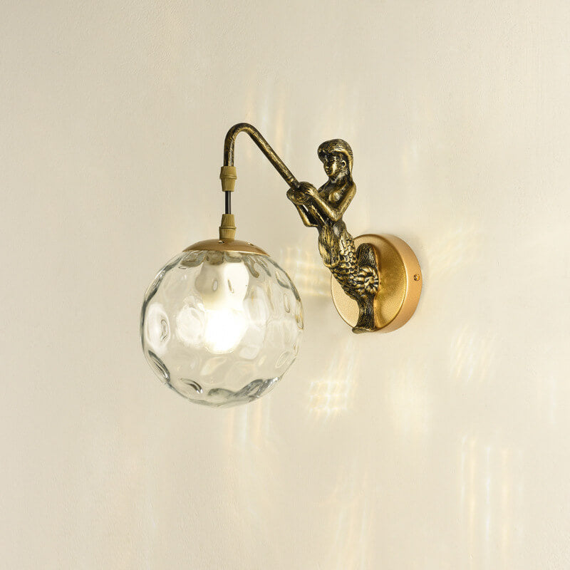 Vintage Style Mermaid Orb 1-Light Wall Sconce Lamp