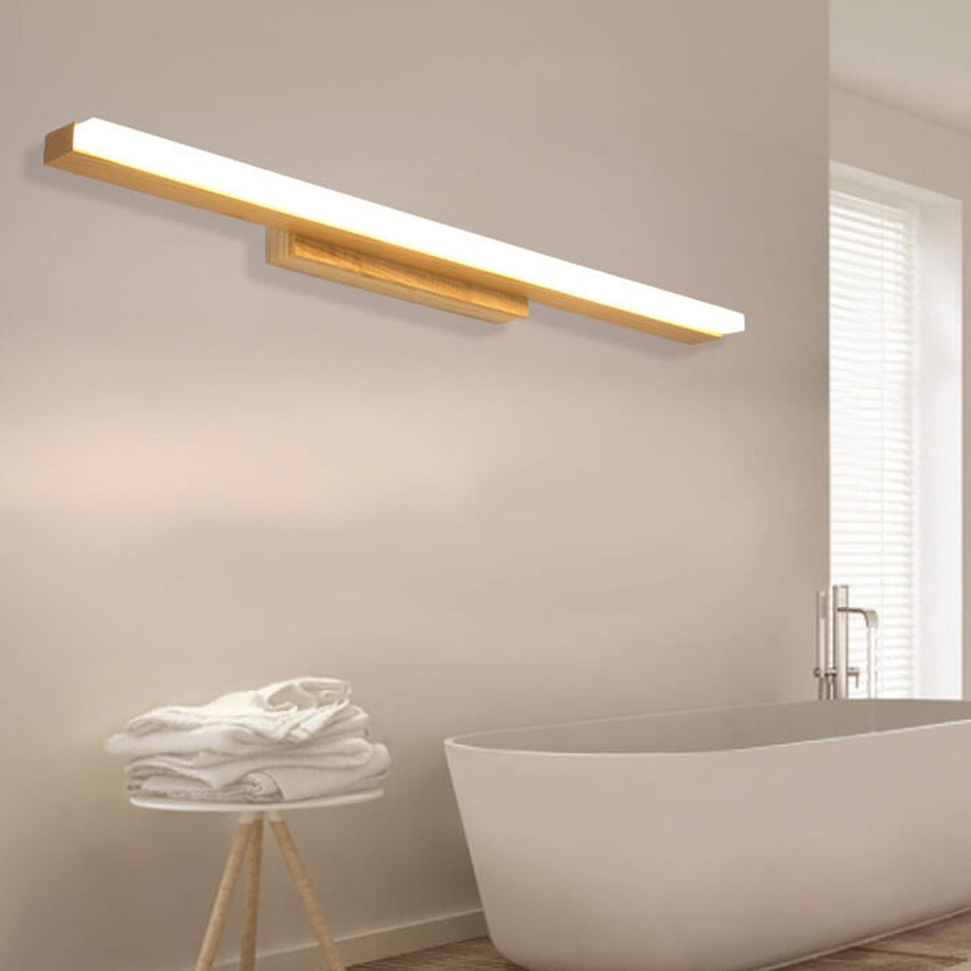 Nordic Minimalist Log Wood Strip LED Vanity Wall Sconce Lamp-Orizon Depot