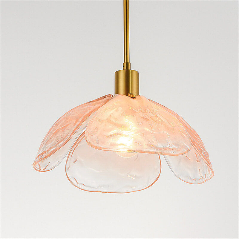 Modern Simplistic Flower-shaped Petal Iron Glass 1-Light Pendant Lamp For Living Room-Orizon Depot
