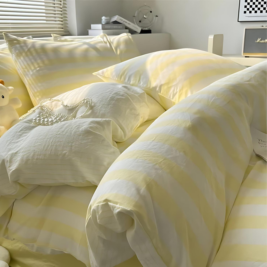 Classic Striped 4-Piece Duvet Cover and Sheet Bedding Set-Orizon Depot