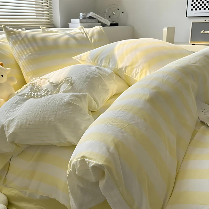 Classic Striped 4-Piece Duvet Cover and Sheet Bedding Set-Orizon Depot