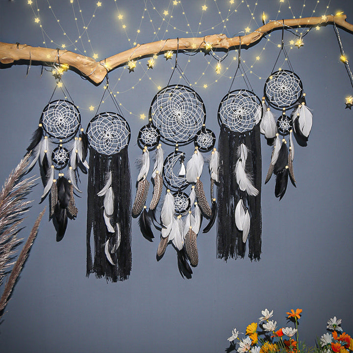 Dream Catcher Moon and Stars Hanging Decor Set (5 Pieces)-Orizon Depot