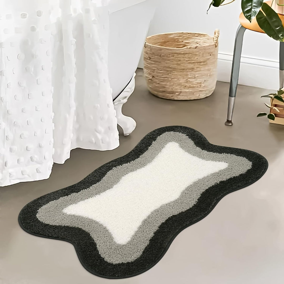 Black Gradient Bath Mats - Non-Slip Irregular Carpet for Bathrooms-Orizon Depot