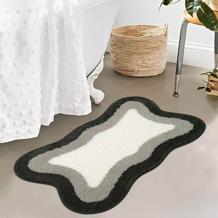 Black Gradient Bath Mats - Non-Slip Irregular Carpet for Bathrooms-Orizon Depot