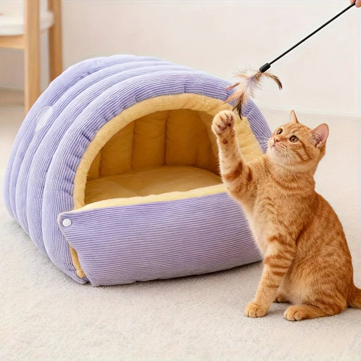 Cozy Arctic Fleece Enclosed Cat Cave Bed for Ultimate Comfort