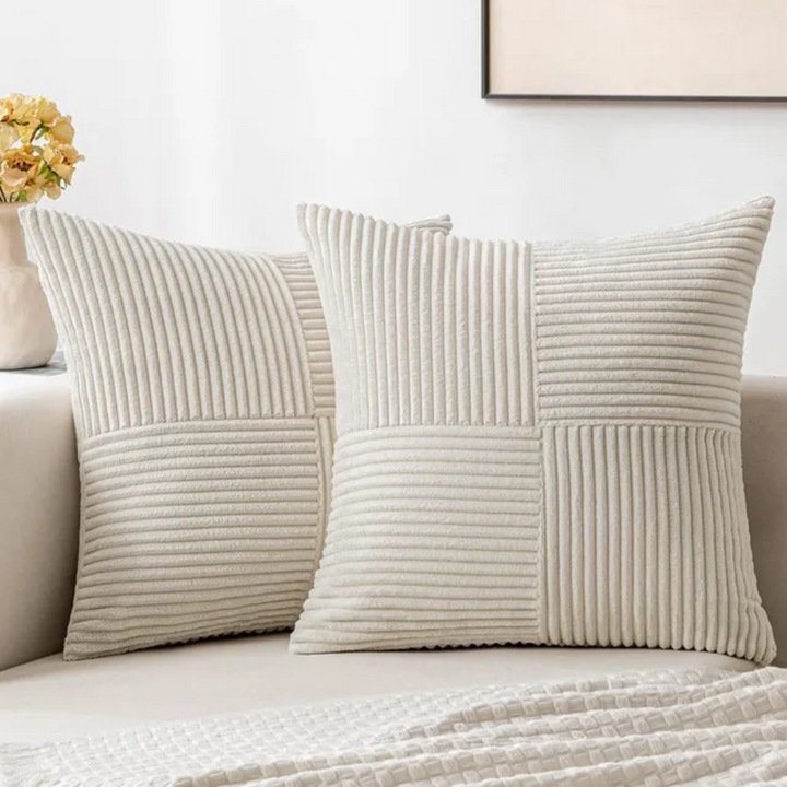 Striped Corduroy Cushion Covers | Elegant Throw Pillow Cases