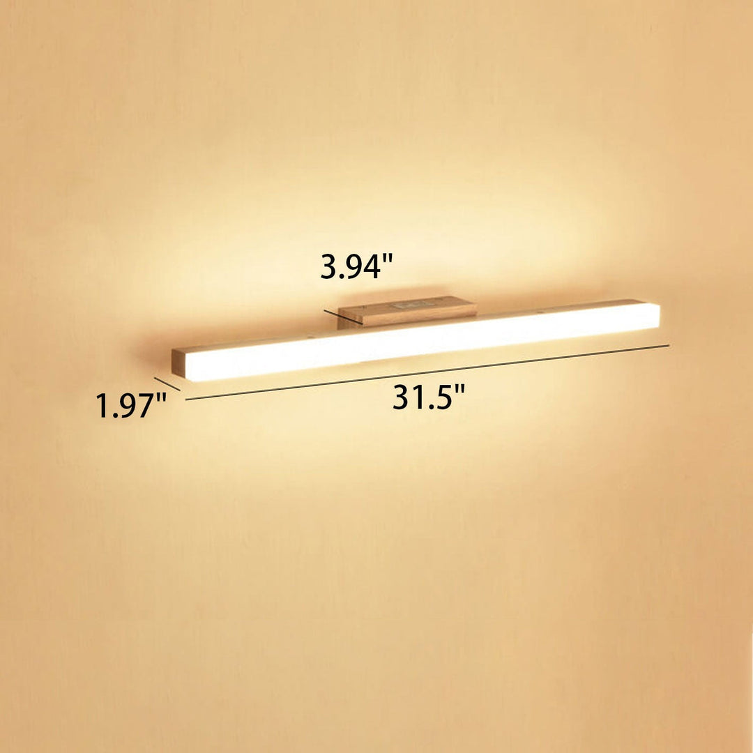Nordic Minimalist Wooden Linear LED Vanity Wall Sconce Lamp-Orizon Depot
