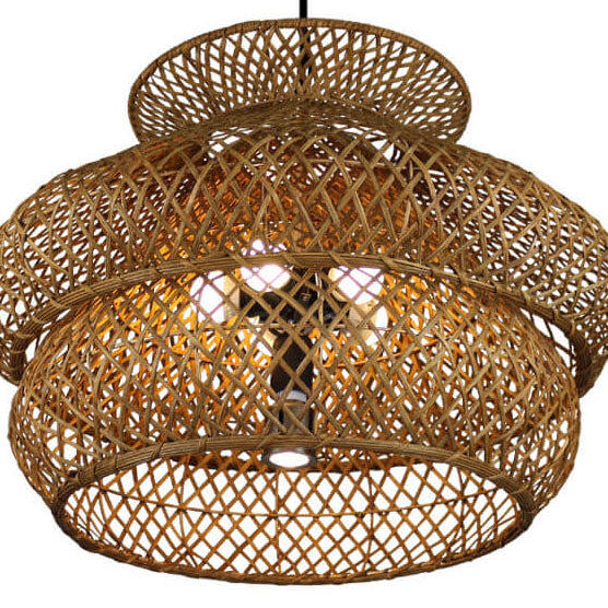 Retro Rattan 3-Tier Woven Chandelier with 4/6 Lights-Orizon Depot