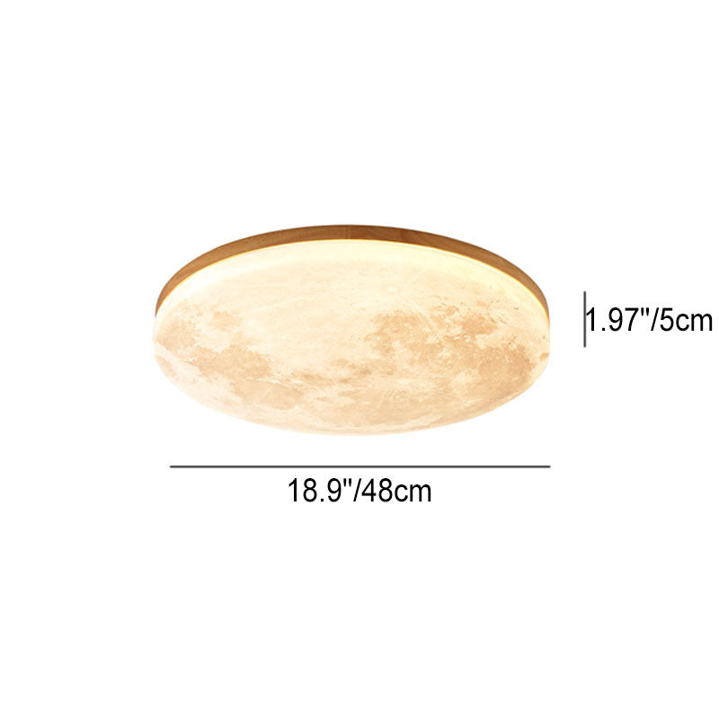 Nordic Minimalist Round Moon Design LED Flush Mount Ceiling Lamp-Orizon Depot