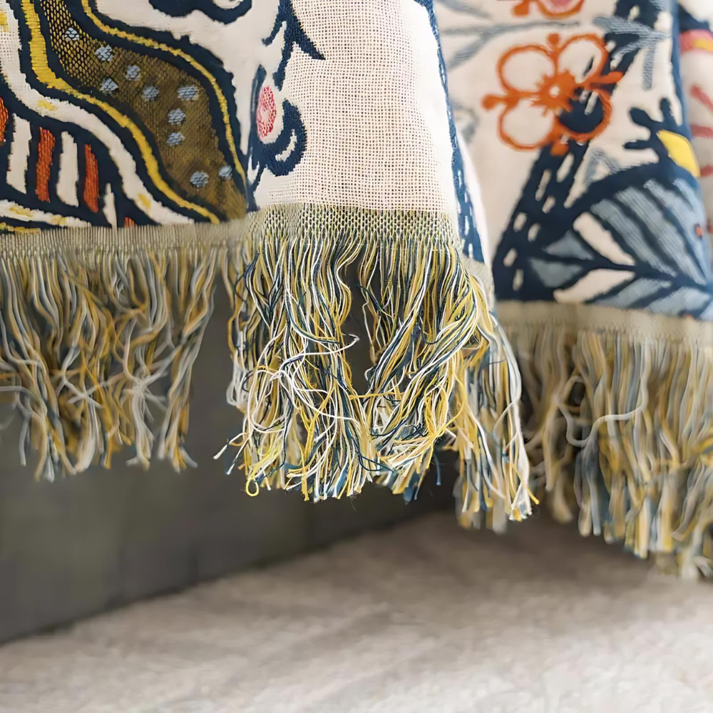 Artistic Floral Pattern Boho Throw Blanket for Home Decor