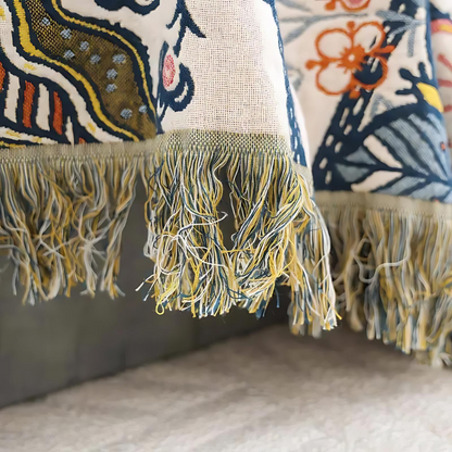 Artistic Floral Pattern Boho Throw Blanket for Home Decor