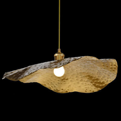 Modern Creative Golden Bronze Color Lotus Leaf Shape 1-Light Hanging Lamp-Orizon Depot