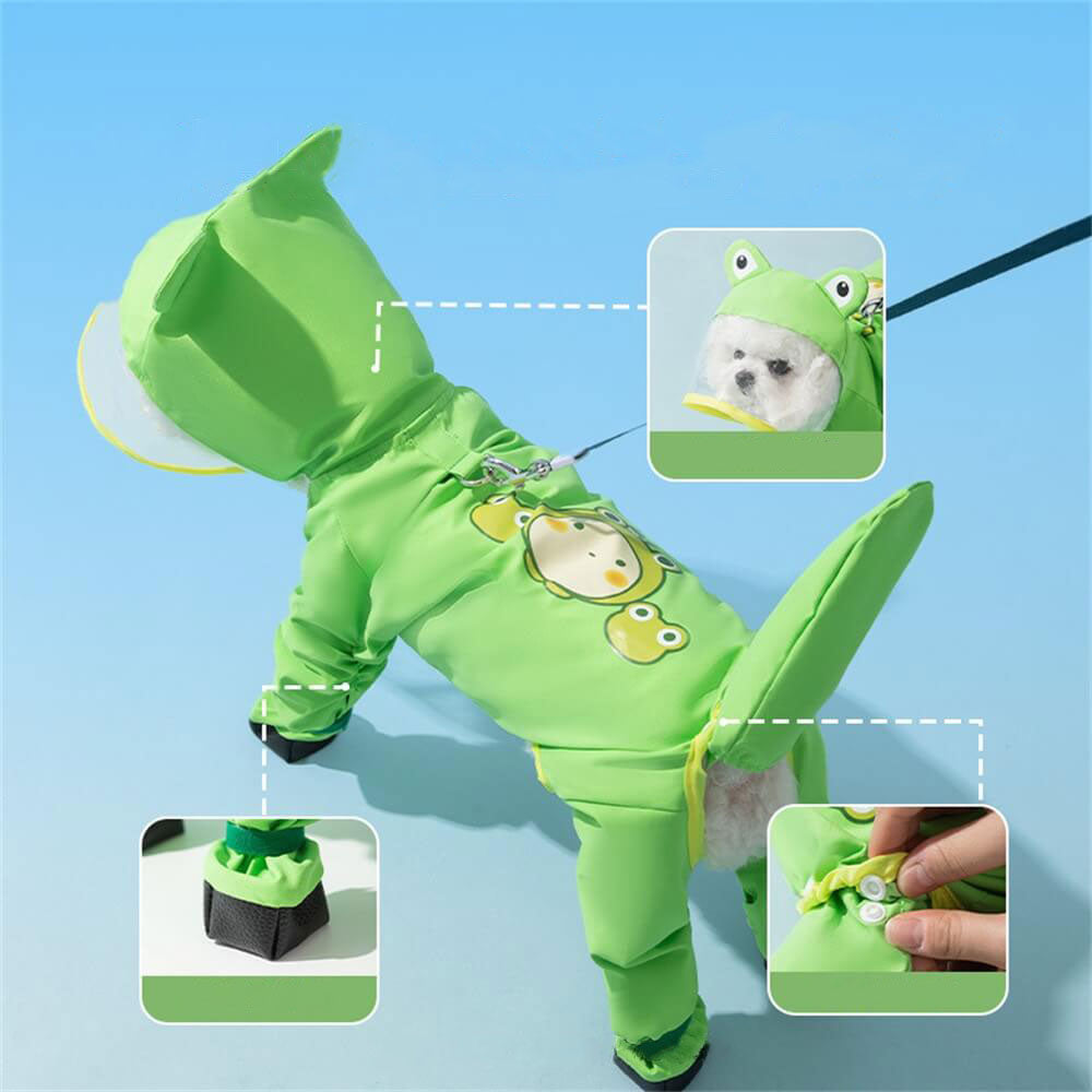 Waterproof Dog Raincoat with Tail - Animal Shaped Overall Cover-Orizon Depot