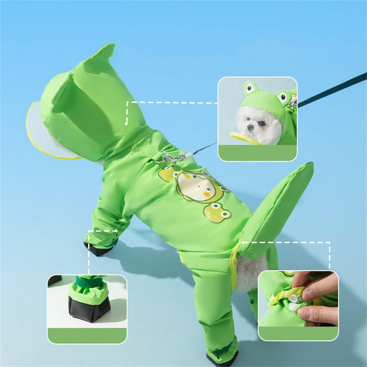Waterproof Dog Raincoat with Tail - Animal Shaped Overall Cover-Orizon Depot