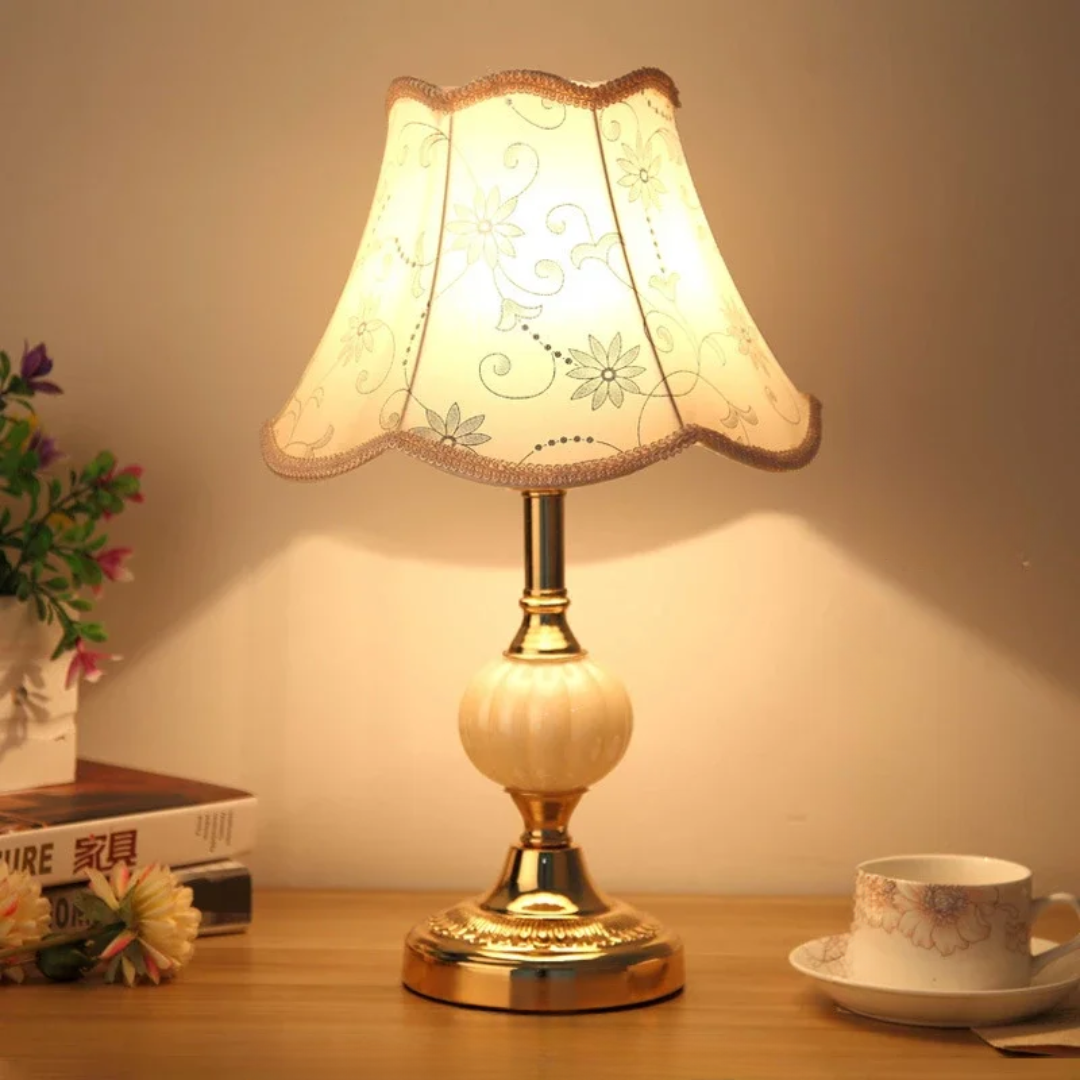 Vintage Scandinavian Table Lamp with Elegant Floral Design