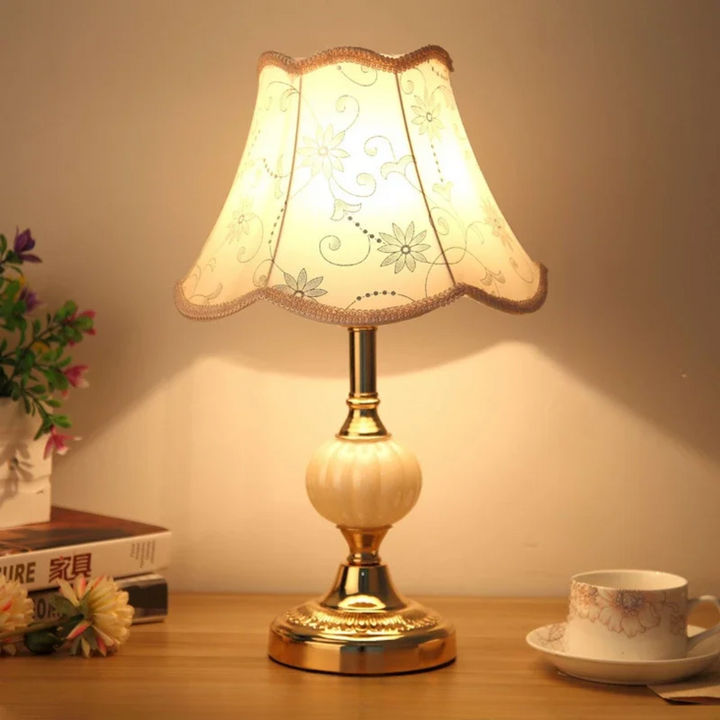 Vintage Scandinavian Table Lamp with Elegant Floral Design