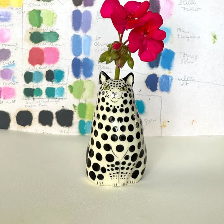 Dotted Cat Vase - Unique Decorative Ceramic Flower Holder-Orizon Depot