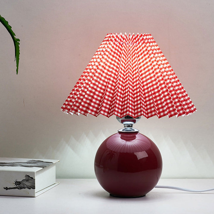 Nordic Minimalist Ceramic Table Lamp Pleated Shade 1-Light-Orizon Depot