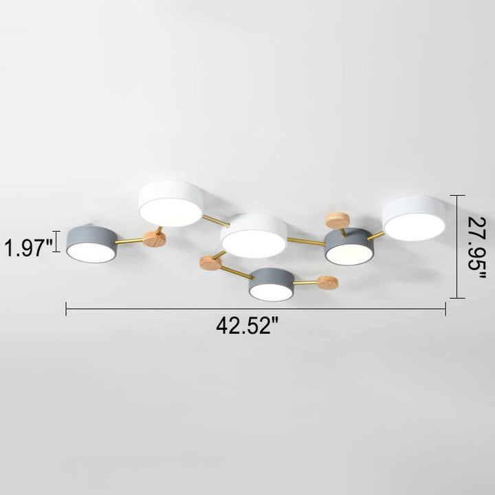 Scandinavian Style Solid Wood Iron LED Multi Flush Mount Ceiling Lamp-Orizon Depot