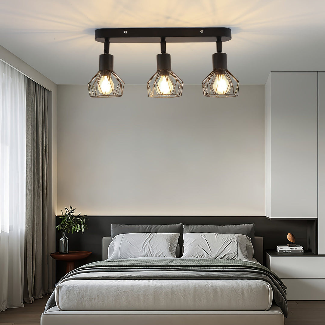 Industrial 3-Light Ceiling Spotlight | Vintage Black Metal Design