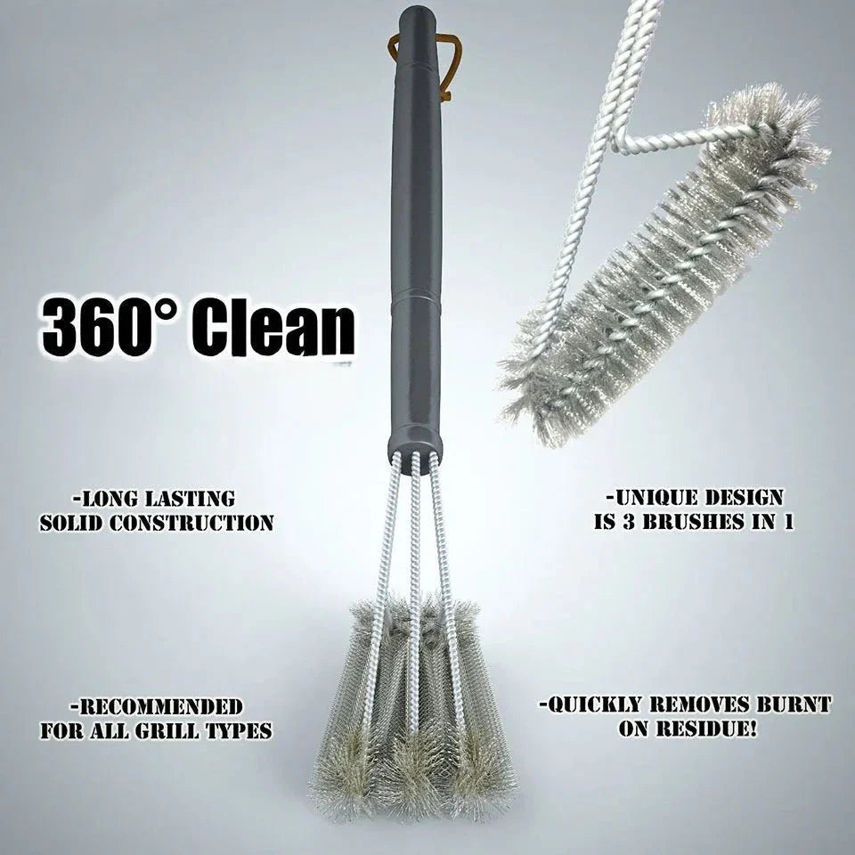 Stainless Steel BBQ Grill Grate Cleaning Brush | Removes Residue | Secure Grip