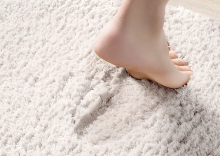 Plush White Floor Bathroom Mat, 50x80cm, Non-Slip Water-Absorbent Rug-Orizon Depot