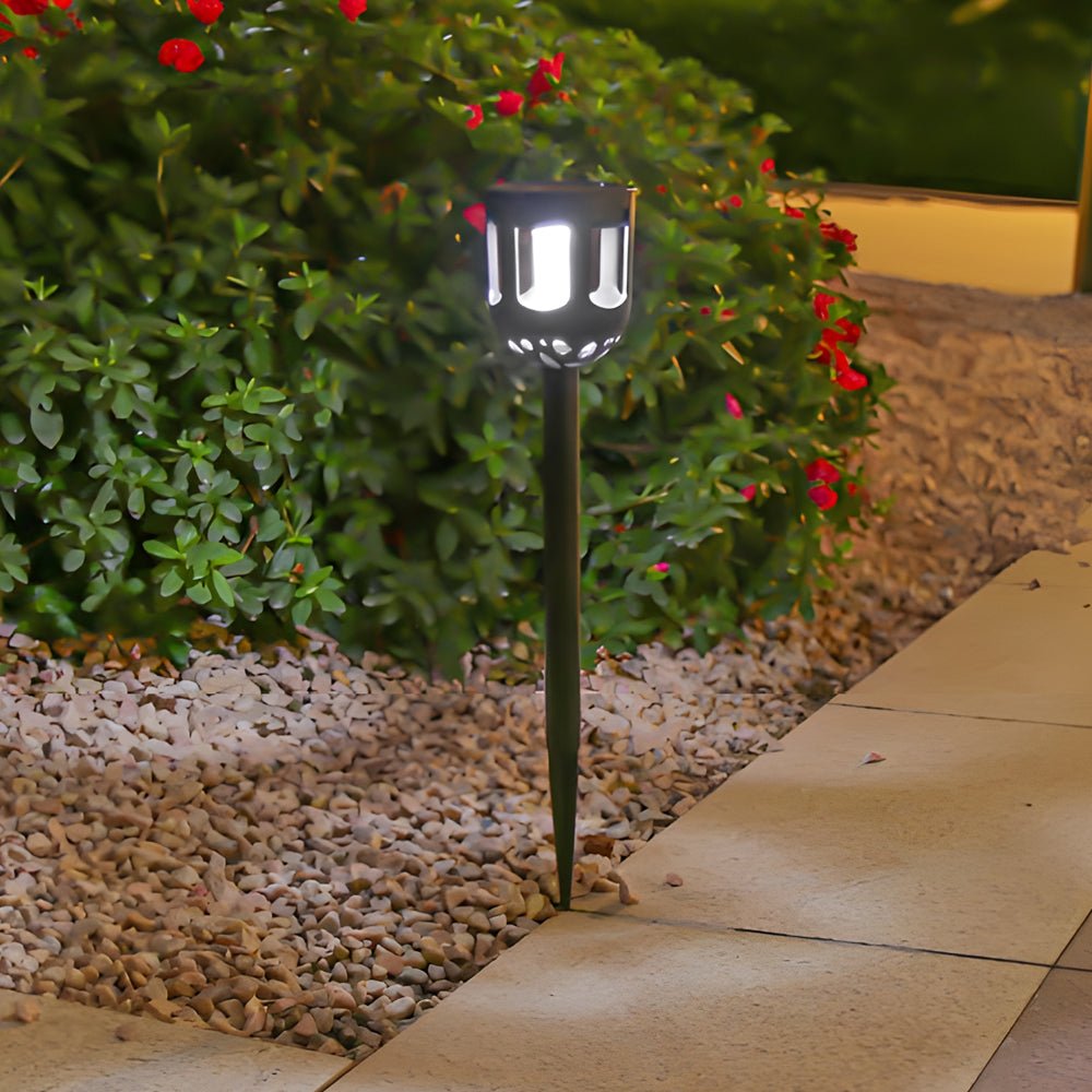 4-Pack Modern Black Solar LED Outdoor Garden Pathway Lights