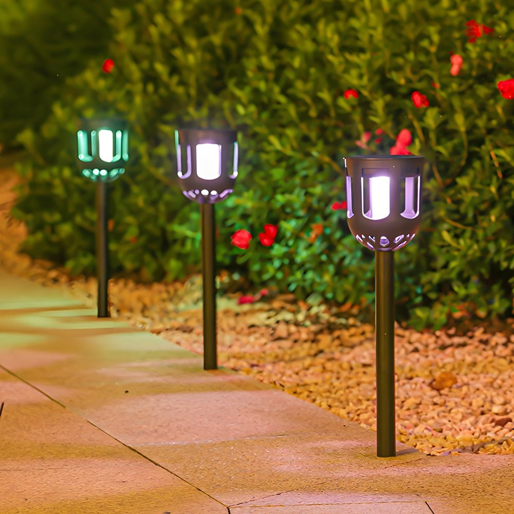 4-Pack Modern Black Solar LED Outdoor Garden Pathway Lights