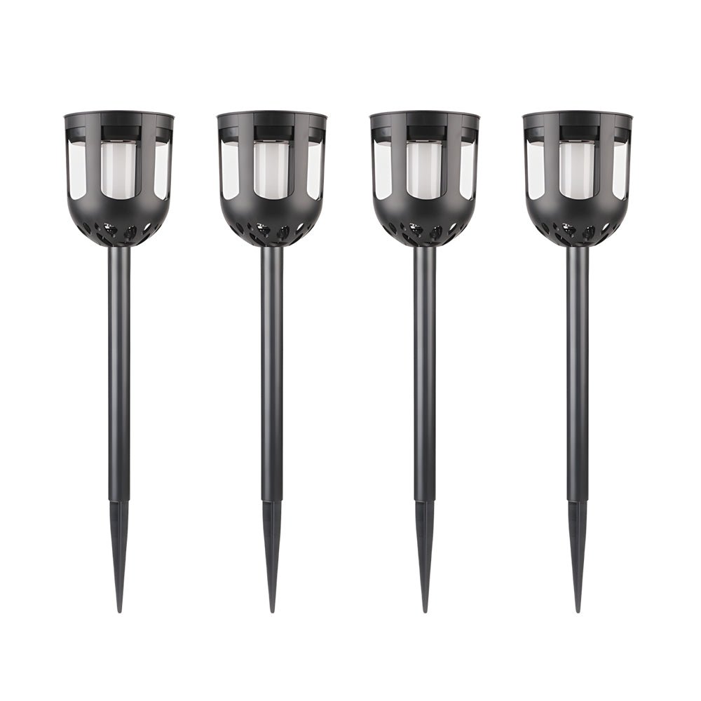 4-Pack Modern Black Solar LED Outdoor Garden Pathway Lights