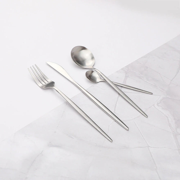 Modern Silver Cutlery Utensil Set for Elegant Dining-Orizon Depot