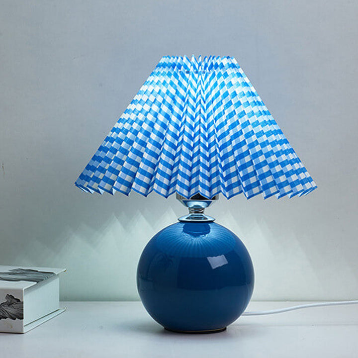 Nordic Minimalist Ceramic Table Lamp Pleated Shade 1-Light-Orizon Depot