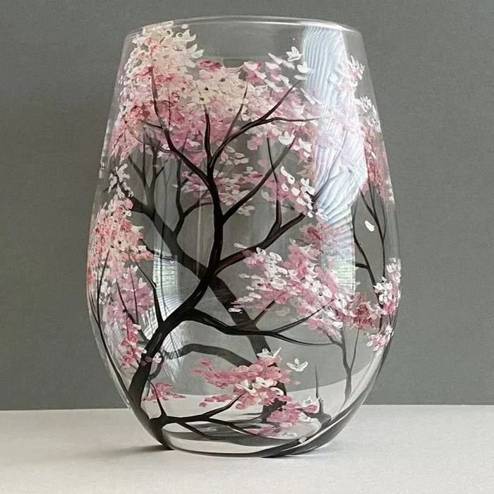Hand Painted Four Seasons Tree Wine Glasses | Unique Art Design-Orizon Depot